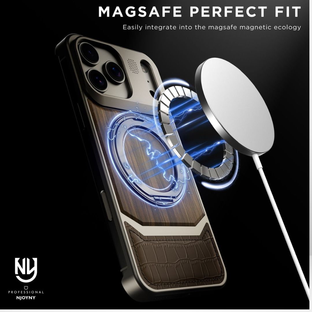 NY GoldWood Series Leather MagSafe Perfume Case for iPhone 17 Pro/Pro Max